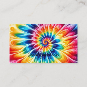 Carte De Visite Arc-en-ciel Psychedélique Rétro Tie-Dye