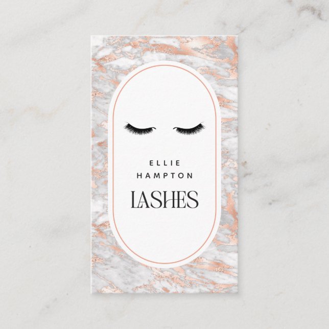 Carte De Visite Arc en marbre clair Lashes Beauté personnalisable (Devant)