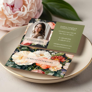 Carte De Visite Arc floral luxueux pour photo, designer d'intérieu