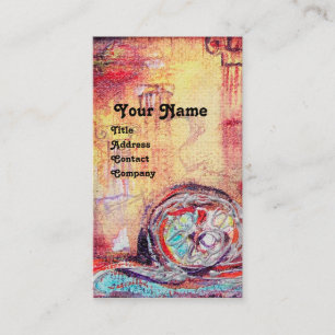 Carte De Visite ARCADIE, Rouge Bleu Jaune Argent Abstrait