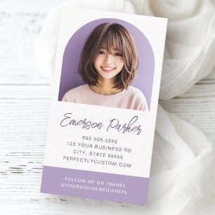 Carte De Visite Arch photo fraîche et tendance violet ou toute cou