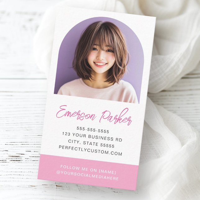 Carte De Visite Arch photo rose frais et tendance ou toute couleur (Arch photo fresh and trendy pink or any color business card)