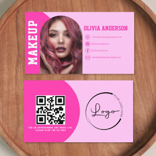 Carte De Visite Arche de maquillage moderne Hot Pink Photo Logo