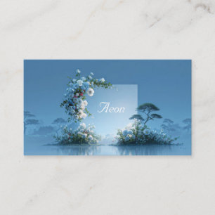 Carte De Visite Arche florale bleue Paysage brumeux Minimaliste