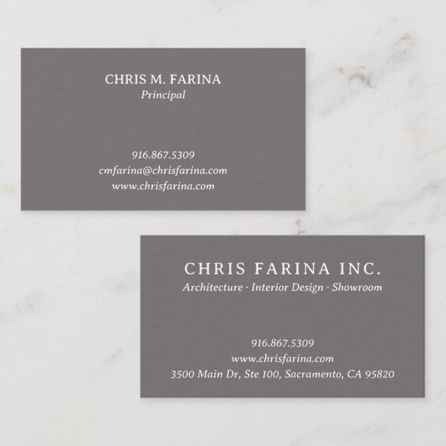 Carte De Visite Architect Firm Business Card in Fossil Gray (Devant / Derrière)