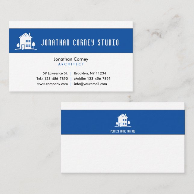 Carte De Visite Architect Studio | Bleu (Devant / Derrière)