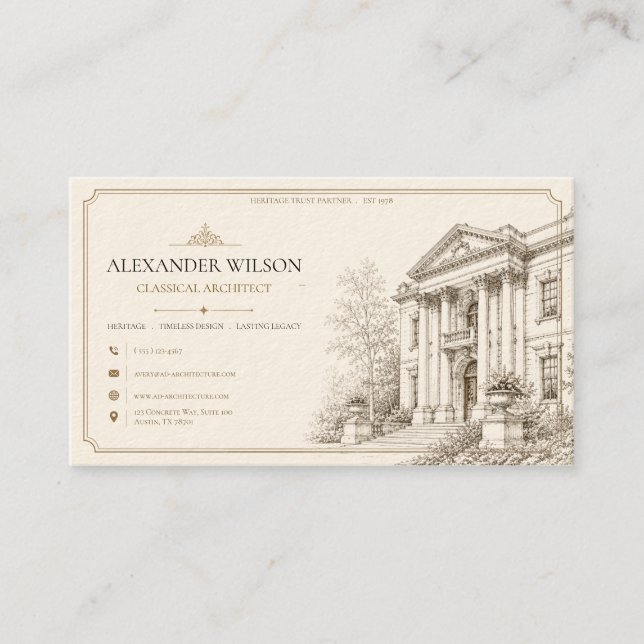 Carte De Visite Architecte Classique Patrimoine (Devant)