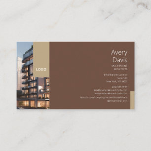 Carte De Visite Architecte Contemporain avec Photo de Bâtiment & L