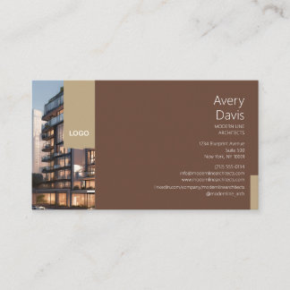 Carte De Visite Architecte Contemporain avec Photo de Bâtiment & L