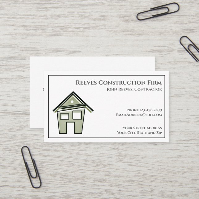 Carte de visite architecte de Contrat de construct (Devant/Arrière en situation)