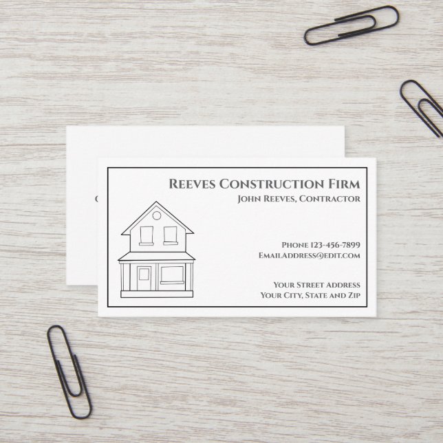 Carte de visite architecte de Contrat de construct (Devant/Arrière en situation)