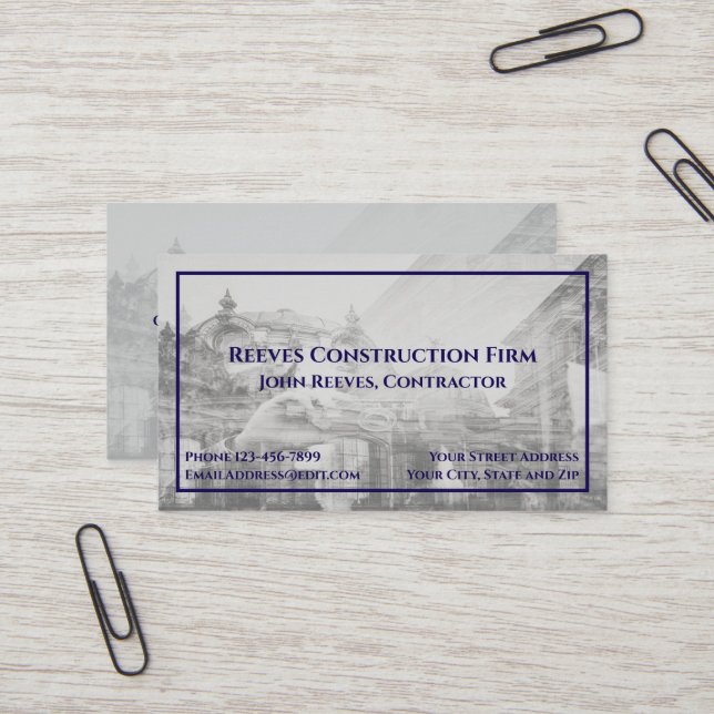 Carte de visite architecte de Contrat de construct (Devant/Arrière en situation)
