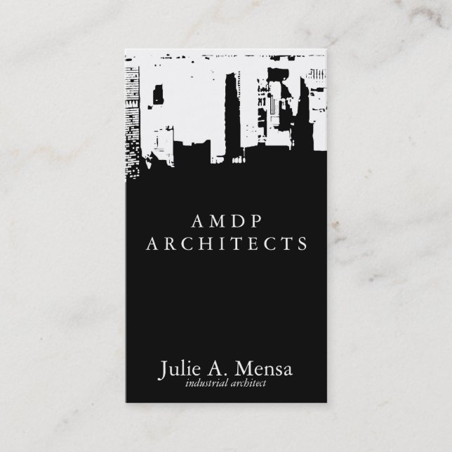 Carte De Visite Architecte de la skyline urbaine moderne réfléchie (Devant)
