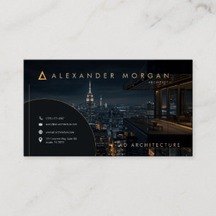 Carte De Visite Architecte de Paysage Urbain de Nuit Luxueux
