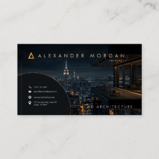 Carte De Visite Architecte de Paysage Urbain de Nuit Luxueux