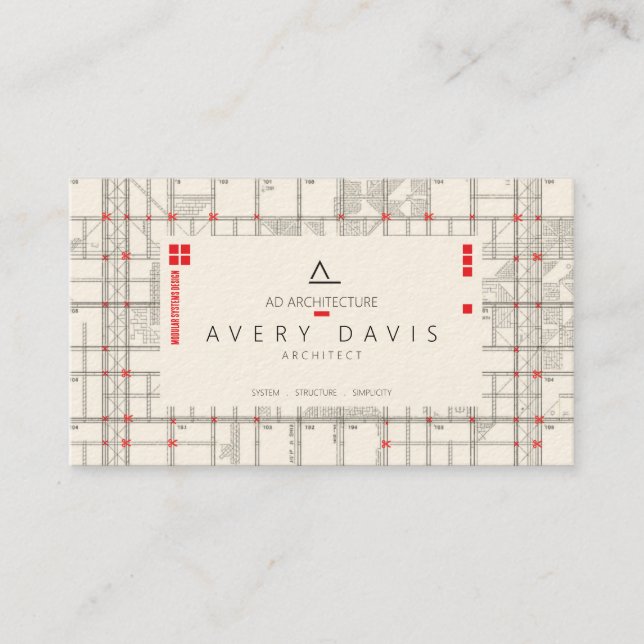 Carte De Visite Architecte de système de grille modulaire (Devant)