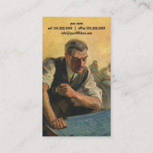 Carte De Visite Architecte d'entreprise vintage et plans de constr