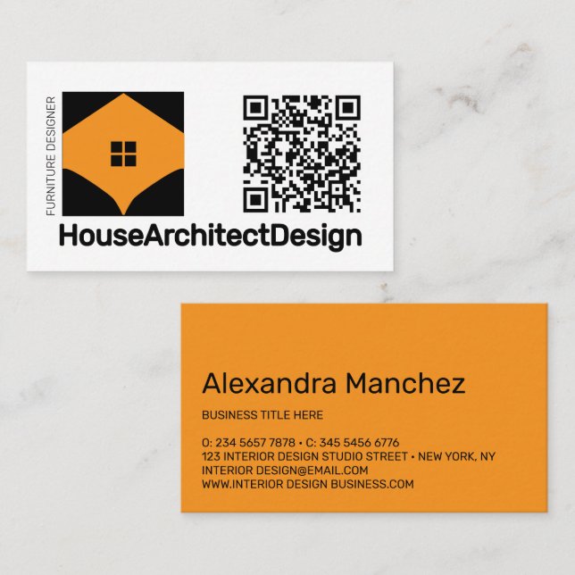 Carte De Visite Architecte d'intérieur Code QR (Devant / Derrière)
