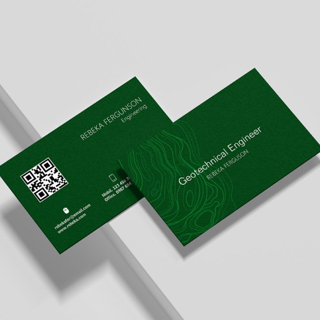 Carte De Visite Architecte Entrepreneur de bâtiment Dark Green Qr  (Architect Building Contractor Dark Green Qr Code Business Card)