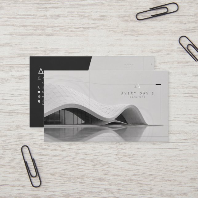 Carte De Visite Architecte futuriste paramétrique moderne (Devant/Arrière en situation)