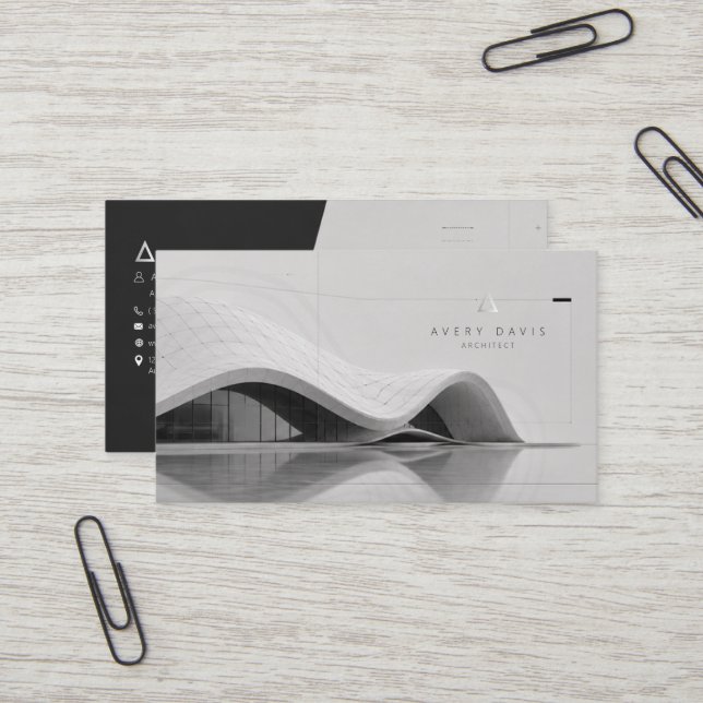 Carte De Visite Architecte Futuriste Paramétrique Moderne (Devant/Arrière en situation)