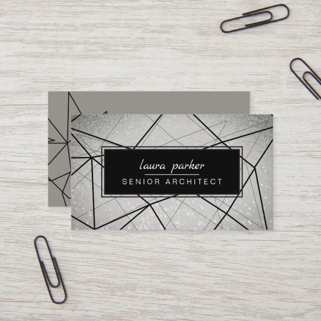Carte De Visite Architecte géométrique Conseillère en construction (Devant/Arrière en situation)