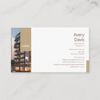Carte De Visite Architecte Minimaliste avec Photo de Bâtiment & Lo