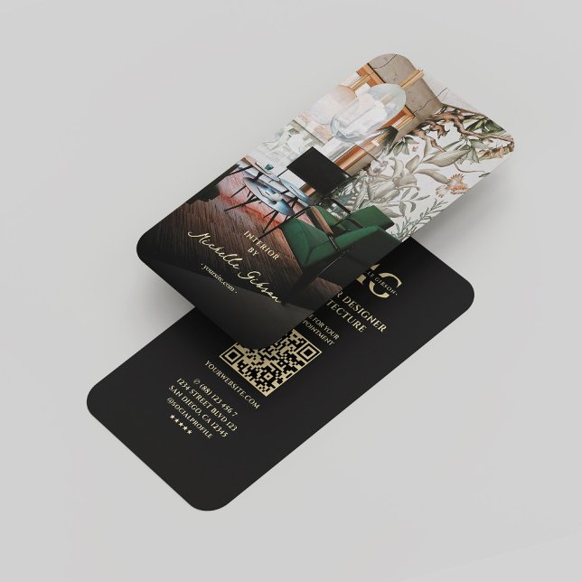 Carte De Visite Architecte Moderne Concepteur Intérieur Monogramme (Modern Architect Interior Designer Monogram Black Business Card
)