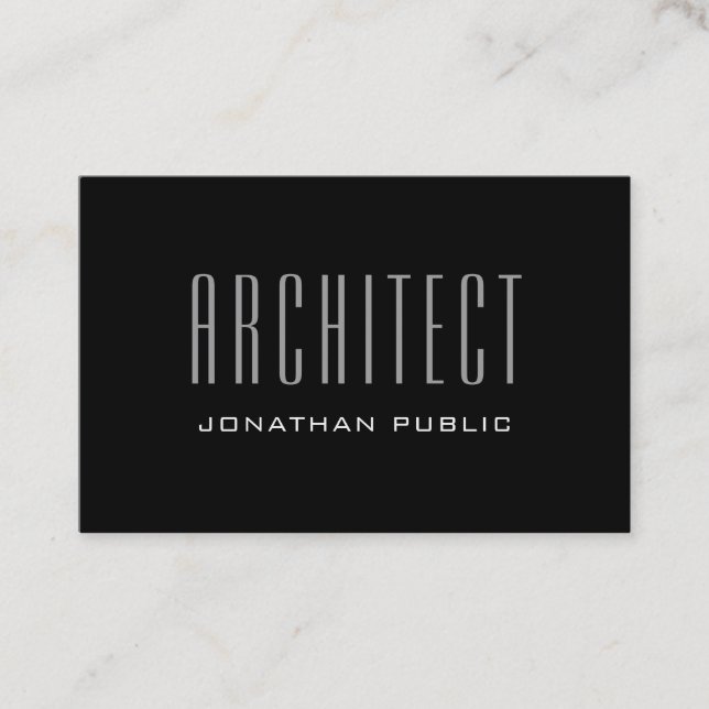 Carte De Visite Architecte moderne Elégant Luxe Plain Cool noir (Devant)