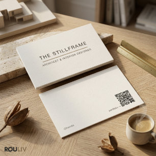 Carte De Visite Architecte Moderne Minimaliste Code QR Blanc Cha