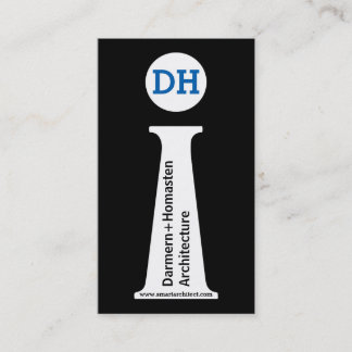 Carte De Visite Architecte moderne noir, blanc, bleu monogramme