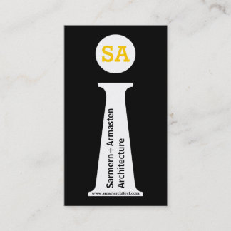 Carte De Visite Architecte moderne noir, blanc, jaune monogramme