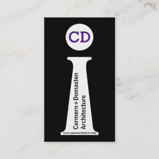 Carte De Visite Architecte moderne noir, blanc, violet monogramme