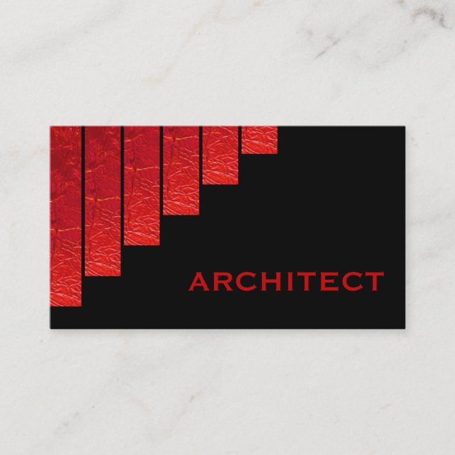 Carte De Visite Architecte moderne rouge, noir rayures verticales (Devant)