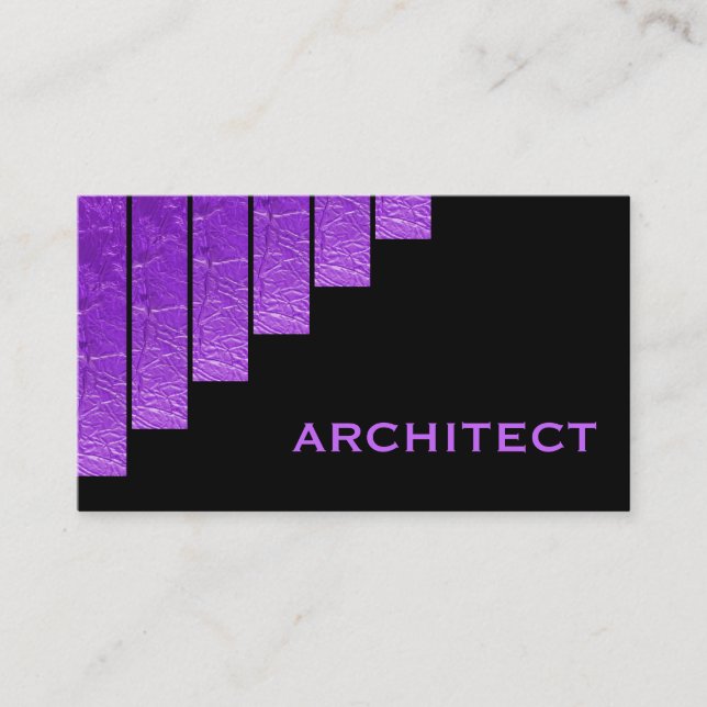 Carte De Visite Architecte moderne violet, noir rayures verticales (Devant)