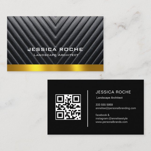 Carte De Visite Architecte paysagiste professionnel QR code noir e (Devant / Derrière)