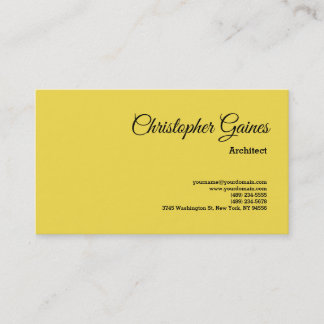 Carte De Visite Architecte Plaine Jaune Classique Professionnel