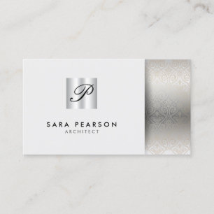 Carte De Visite Architecte ProfessionalSkills SilverDamask Monogra