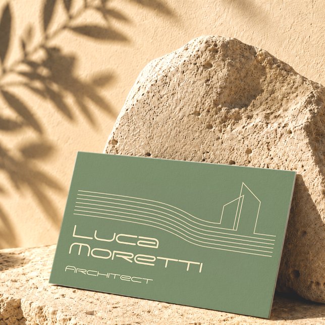 Carte de visite Architecte Vert Sauge Élégantes Li (Biophilic and Organic look for this super Minimal and yet Premium Business Card!)