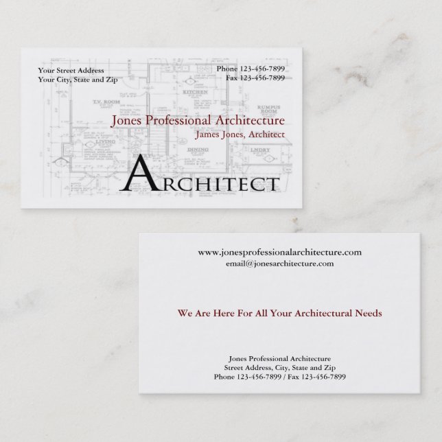 Carte de visite Architecture (Devant / Derrière)