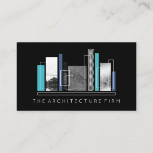 Carte De Visite Architecture géométrique Gris Noir & Bleu