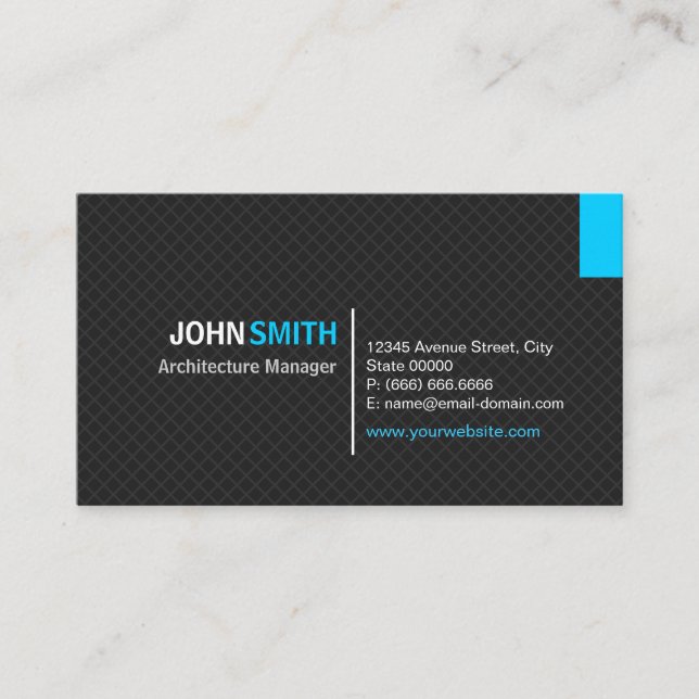 Carte De Visite Architecture Manager - Grille Twill moderne (Devant)