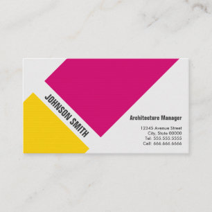 Carte De Visite Architecture Manager - Simple rose jaune
