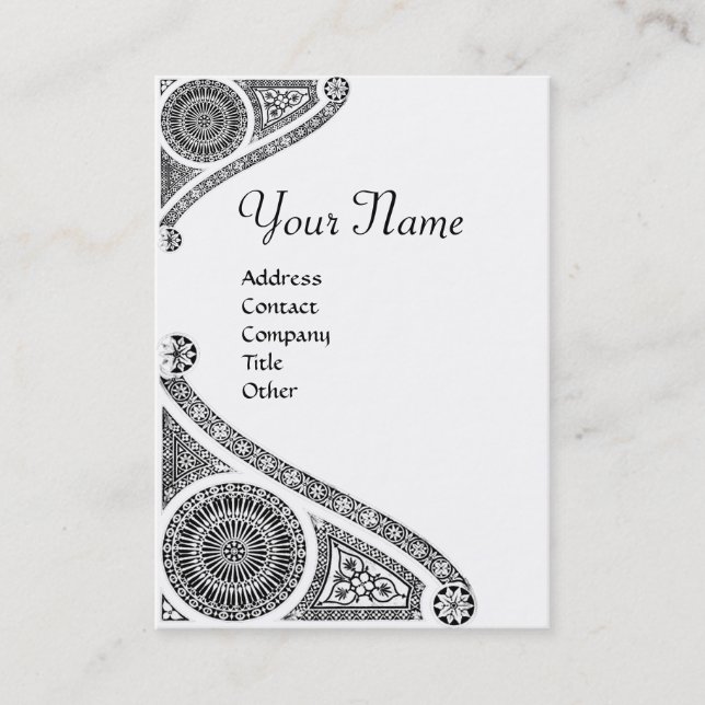 Carte De Visite ARCHITECTURE RENAISSANCE MONOGRAM 4 Noir Blanc (Devant)