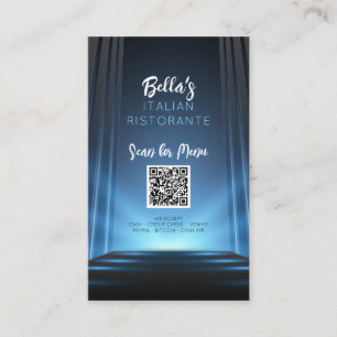 Carte De Visite Ardoise Bleu Menu Restaurant QR Code Business Sign
