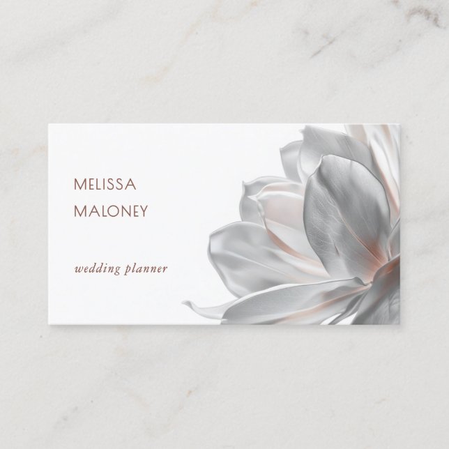 Carte de visite Argent Blush Magnolia Blanc (Devant)