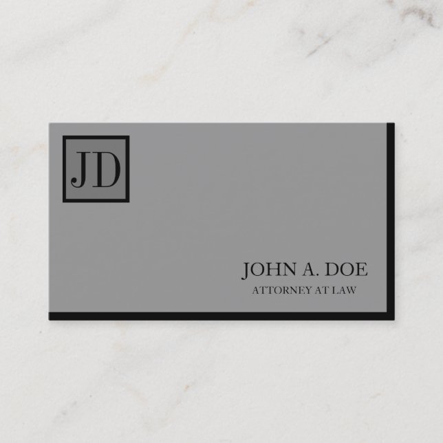 Carte De Visite Argent de monogramme de carré d'avocat de (Devant)