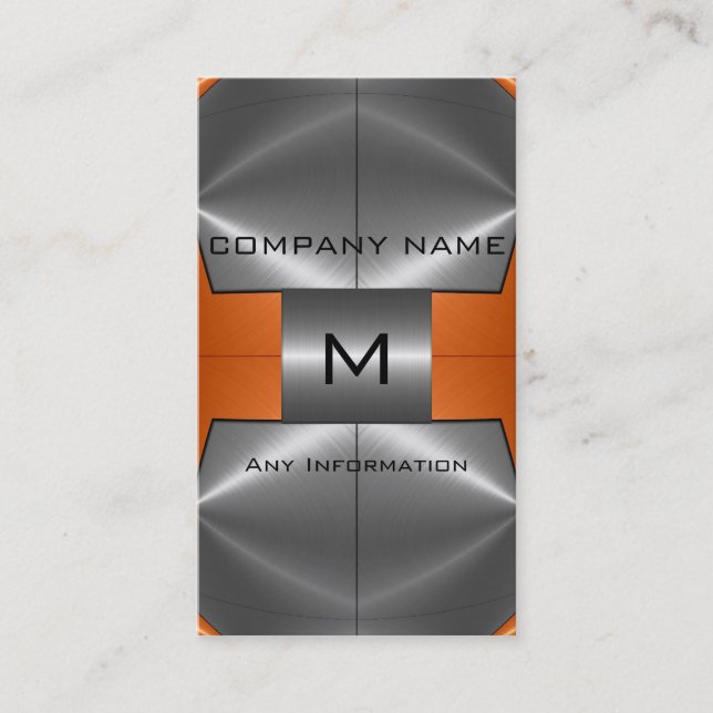 Carte De Visite Argent et métal orange d'acier inoxydable (Devant)