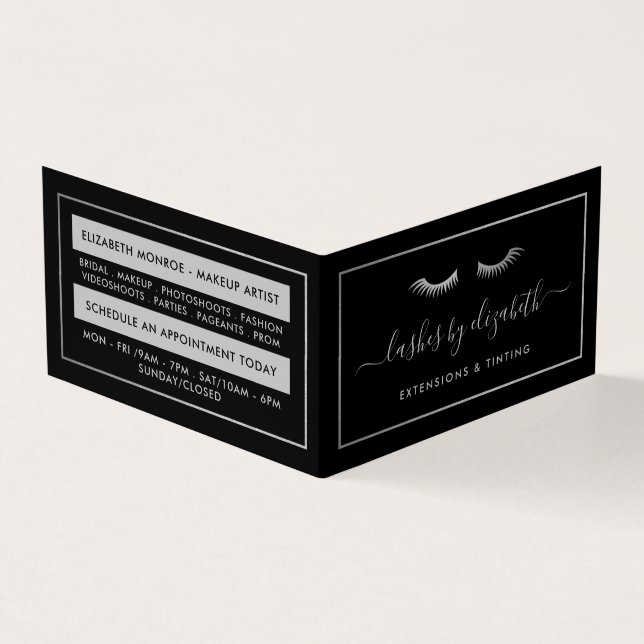 Carte De Visite Argent Foil Lashes Beauty Maquillage Artiste Loyau (Extérieur)