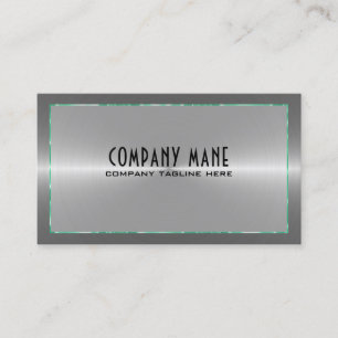 Carte De Visite Argent gris acier inoxydable Vert bleu Accents